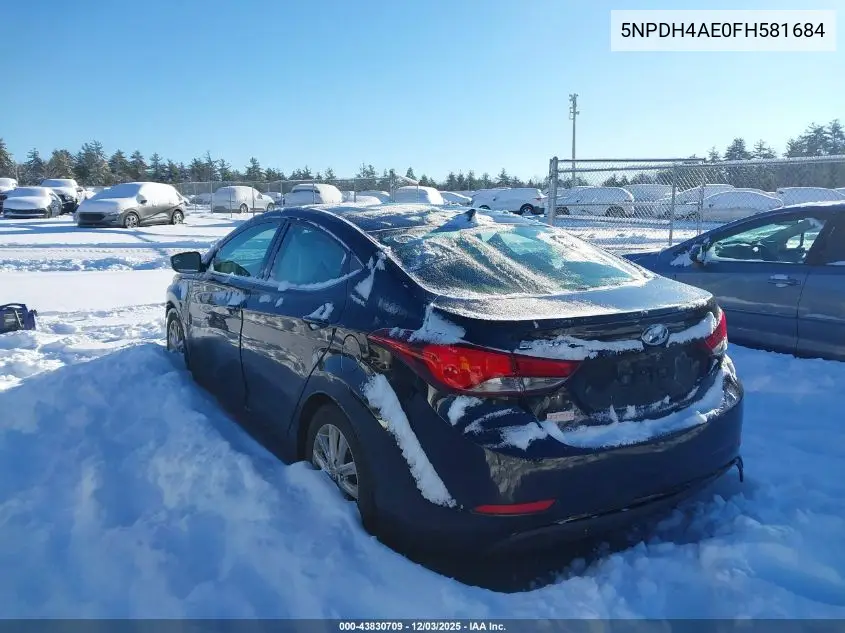 5NPDH4AE0FH581684 2015 Hyundai Elantra Se