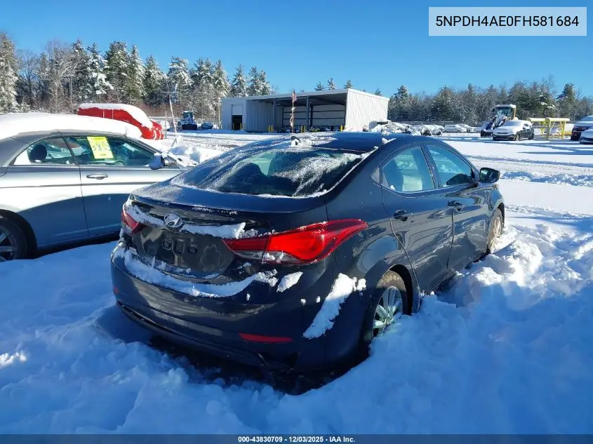 5NPDH4AE0FH581684 2015 Hyundai Elantra Se