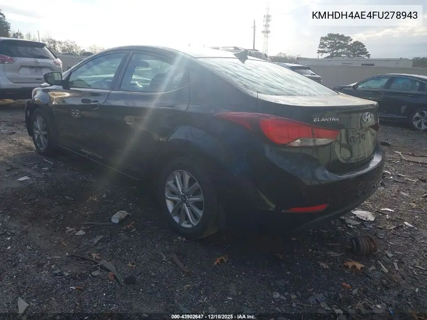 KMHDH4AE4FU278943 2015 Hyundai Elantra Se