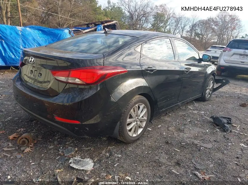 KMHDH4AE4FU278943 2015 Hyundai Elantra Se