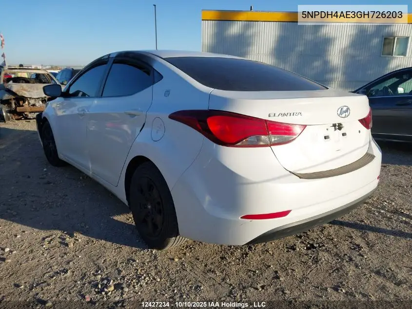 5NPDH4AE3GH726203 2016 Hyundai Elantra L+