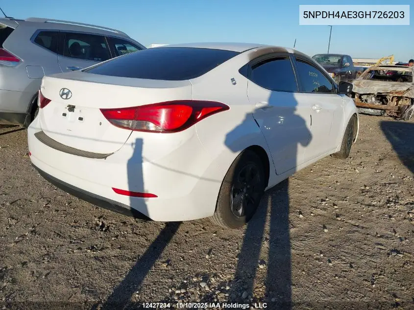 5NPDH4AE3GH726203 2016 Hyundai Elantra L+