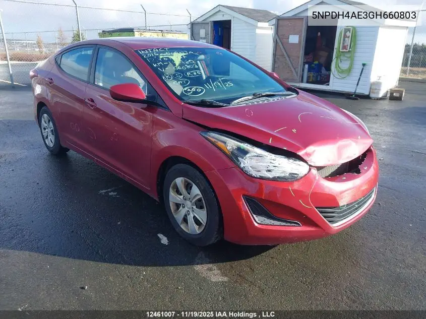 5NPDH4AE3GH660803 2016 Hyundai Elantra L