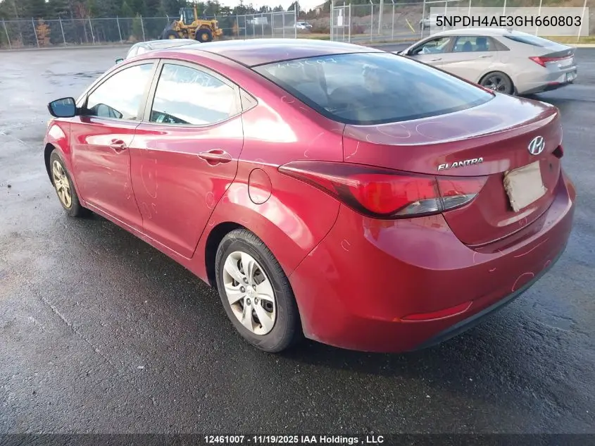 5NPDH4AE3GH660803 2016 Hyundai Elantra L