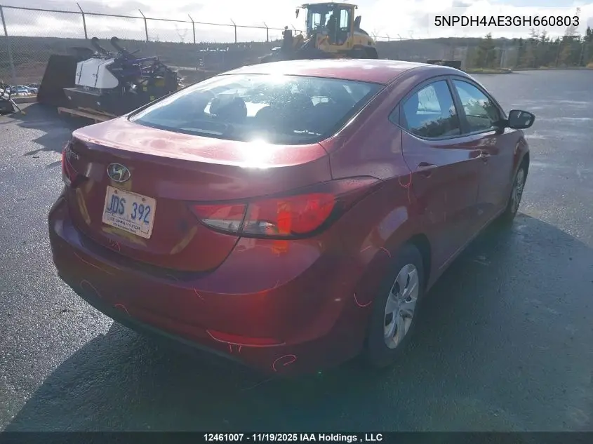 5NPDH4AE3GH660803 2016 Hyundai Elantra L