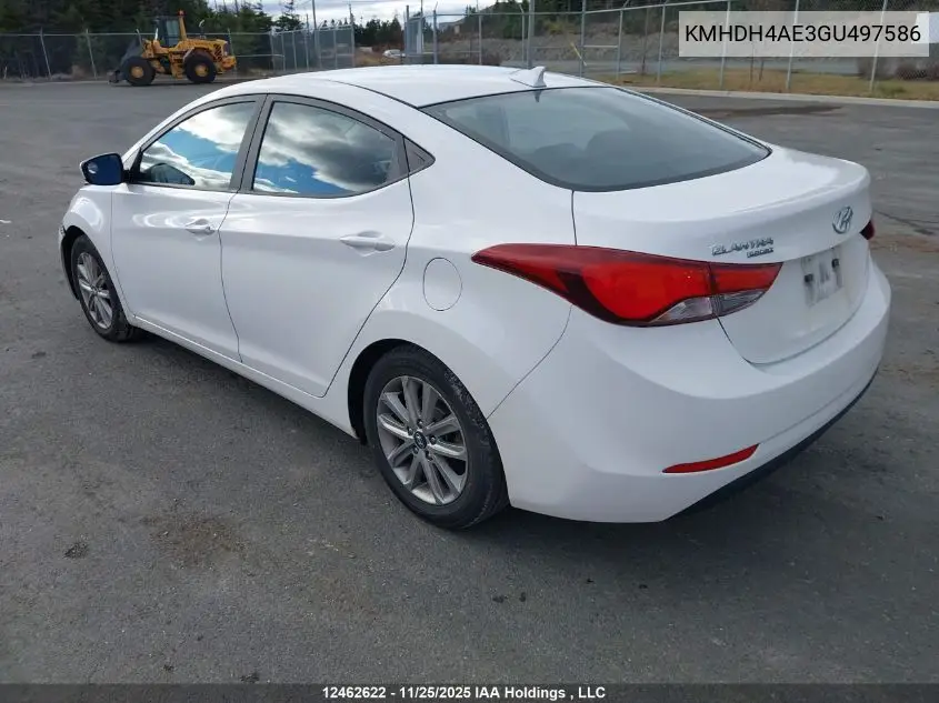 KMHDH4AE3GU497586 2016 Hyundai Elantra Sport Appearance