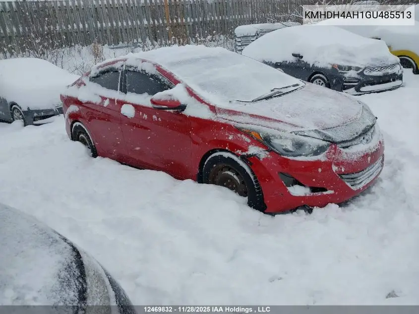 KMHDH4AH1GU485513 2016 Hyundai Elantra Se/Sport/Limited