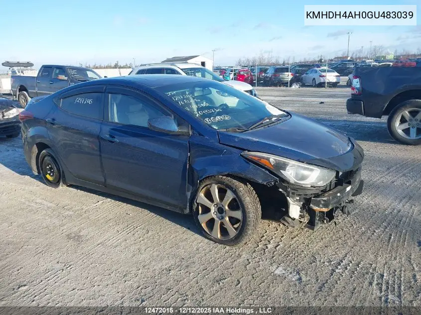 KMHDH4AH0GU483039 2016 Hyundai Elantra Se/Sport/Limited