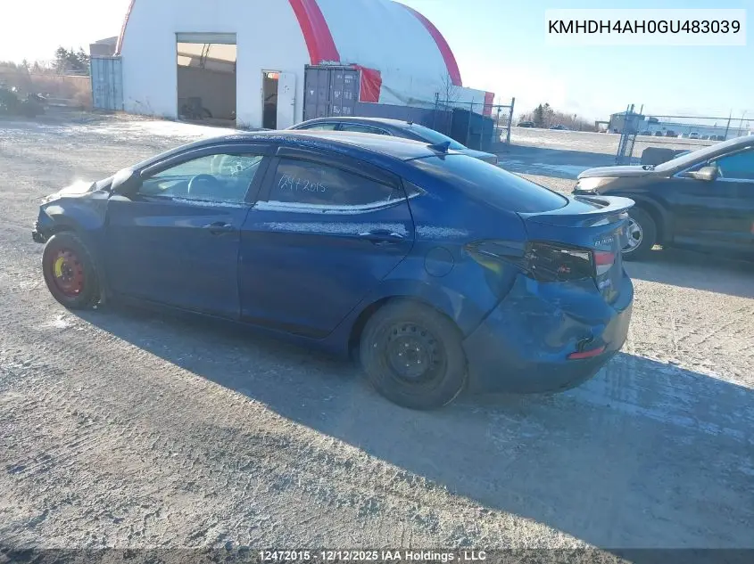 KMHDH4AH0GU483039 2016 Hyundai Elantra Se/Sport/Limited