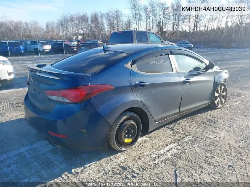 KMHDH4AH0GU483039 2016 Hyundai Elantra Se/Sport/Limited