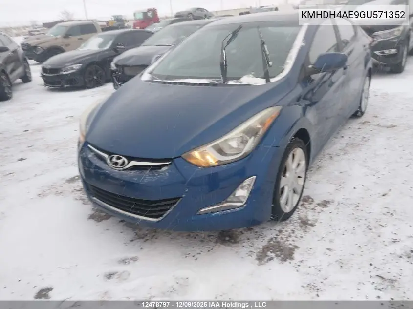 KMHDH4AE9GU571352 2016 Hyundai Elantra Sport Appearance
