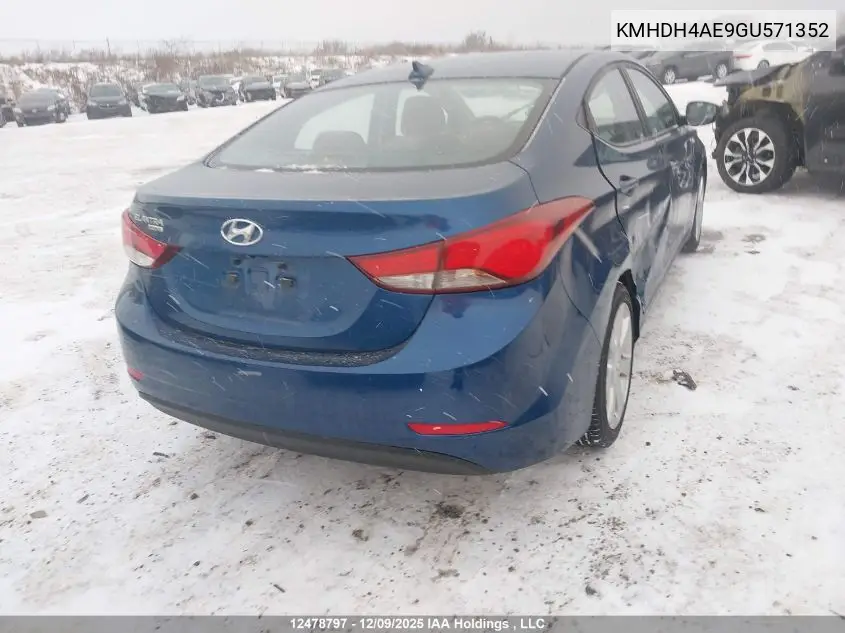 KMHDH4AE9GU571352 2016 Hyundai Elantra Sport Appearance