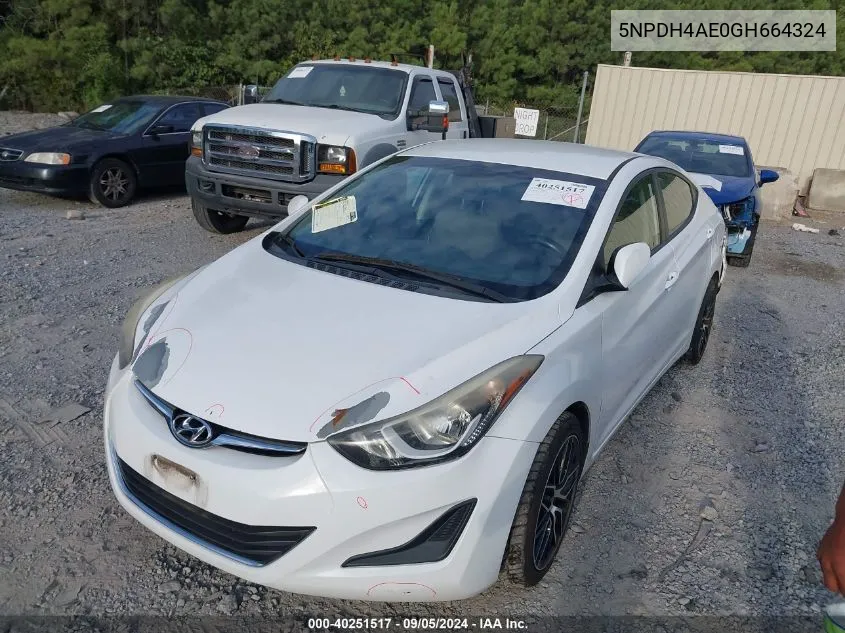 5NPDH4AE0GH664324 2016 Hyundai Elantra Se