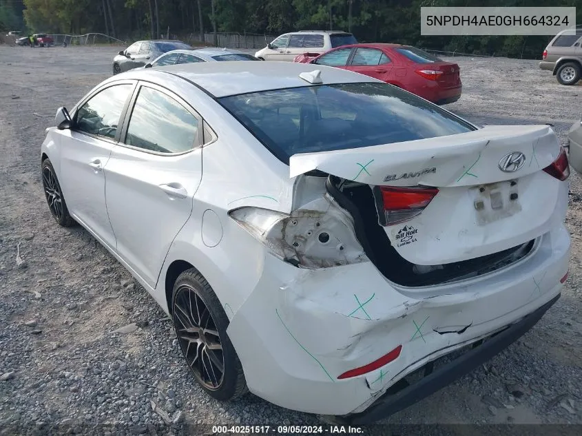 5NPDH4AE0GH664324 2016 Hyundai Elantra Se