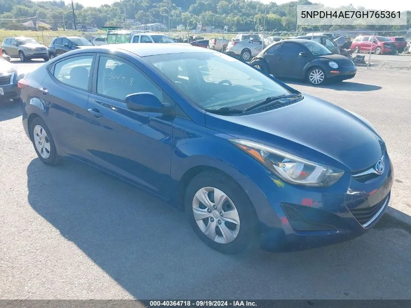 2016 Hyundai Elantra Se VIN: 5NPDH4AE7GH765361 Lot: 40364718