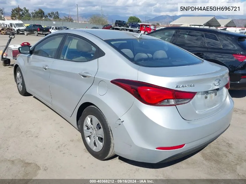 2016 Hyundai Elantra Se VIN: 5NPDH4AE5GH696721 Lot: 40368212