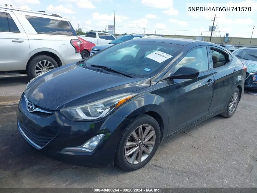 2016 Hyundai Elantra Se VIN: 5NPDH4AE6GH741570 Lot: 40400264