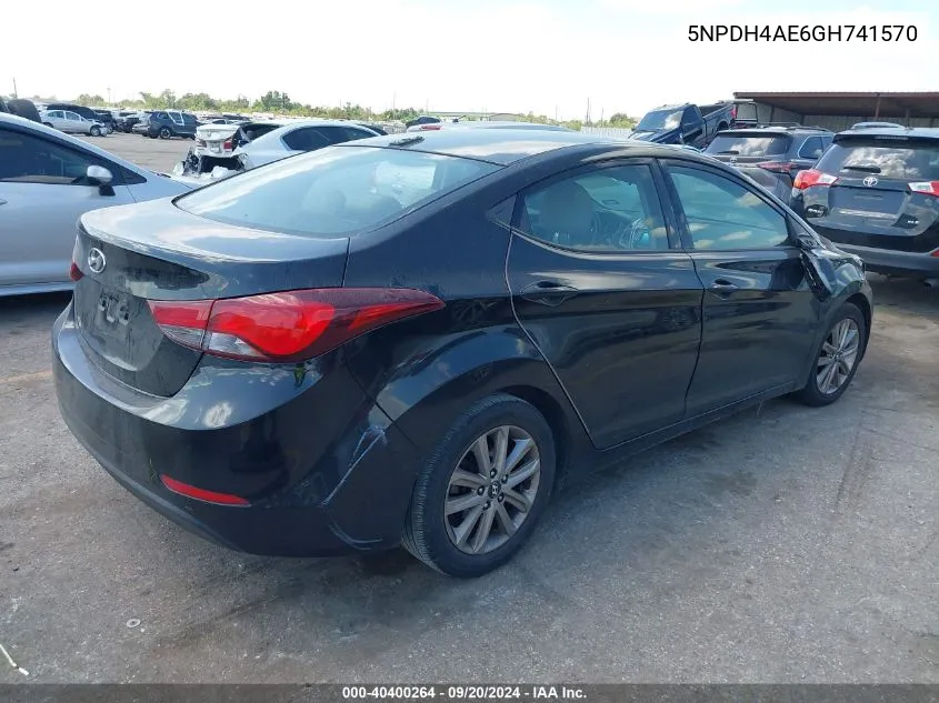 2016 Hyundai Elantra Se VIN: 5NPDH4AE6GH741570 Lot: 40400264