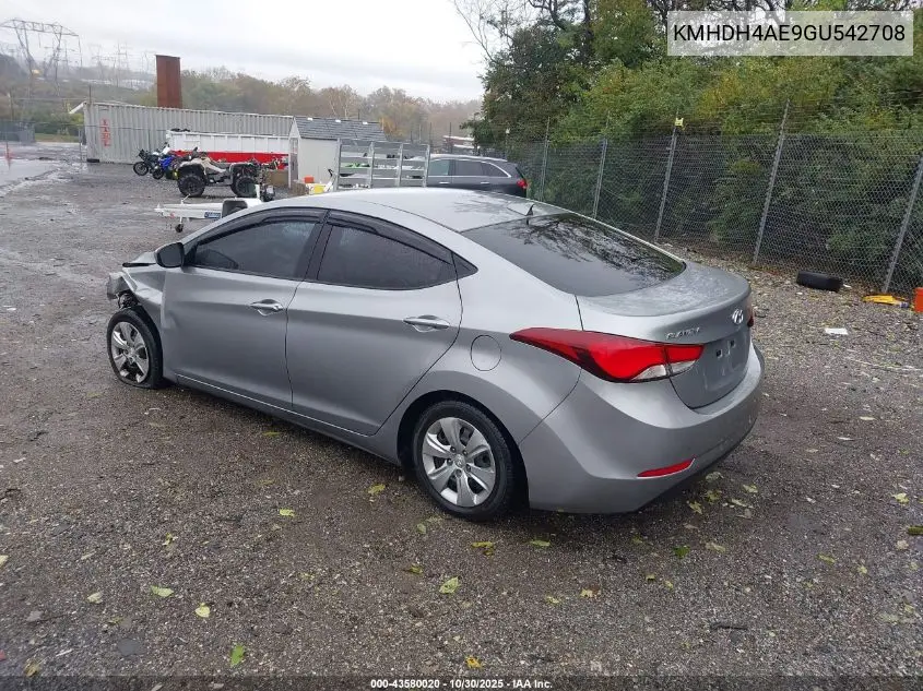 KMHDH4AE9GU542708 2016 Hyundai Elantra Se