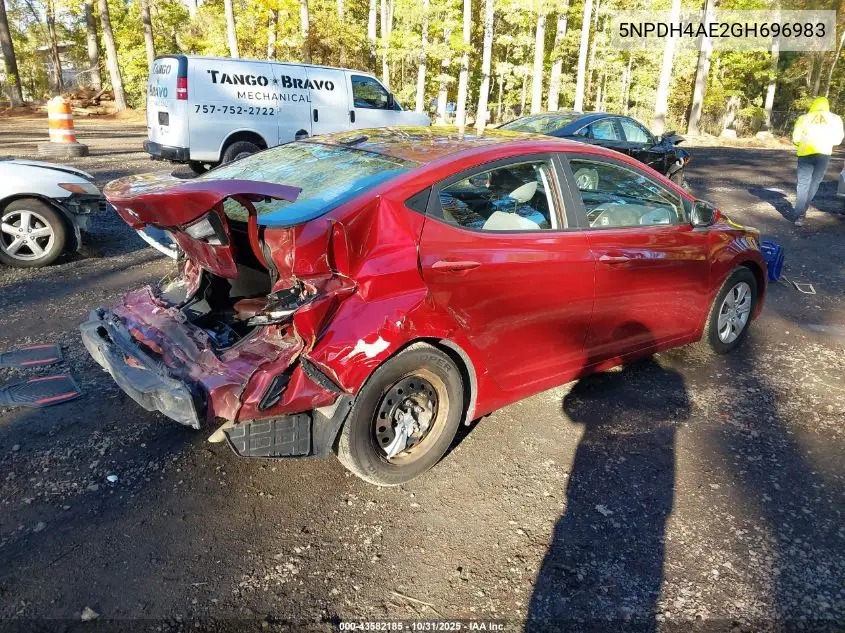 5NPDH4AE2GH696983 2016 Hyundai Elantra Se