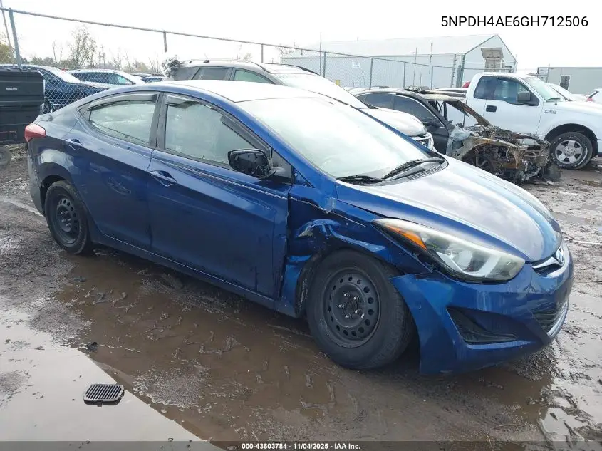5NPDH4AE6GH712506 2016 Hyundai Elantra Se