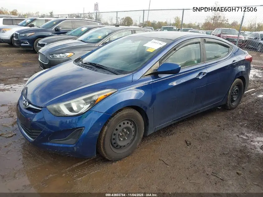 5NPDH4AE6GH712506 2016 Hyundai Elantra Se