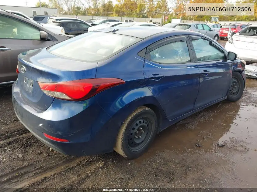 5NPDH4AE6GH712506 2016 Hyundai Elantra Se
