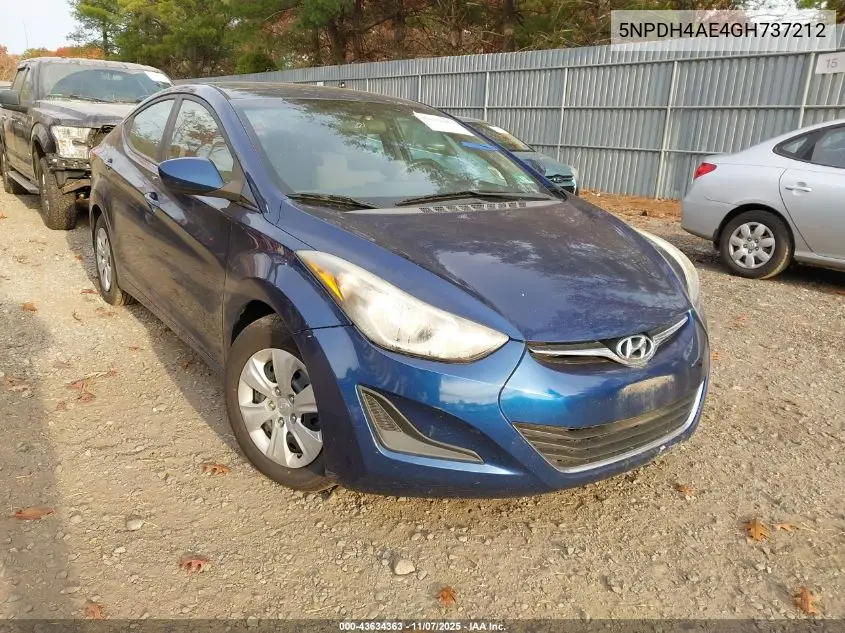 5NPDH4AE4GH737212 2016 Hyundai Elantra Se