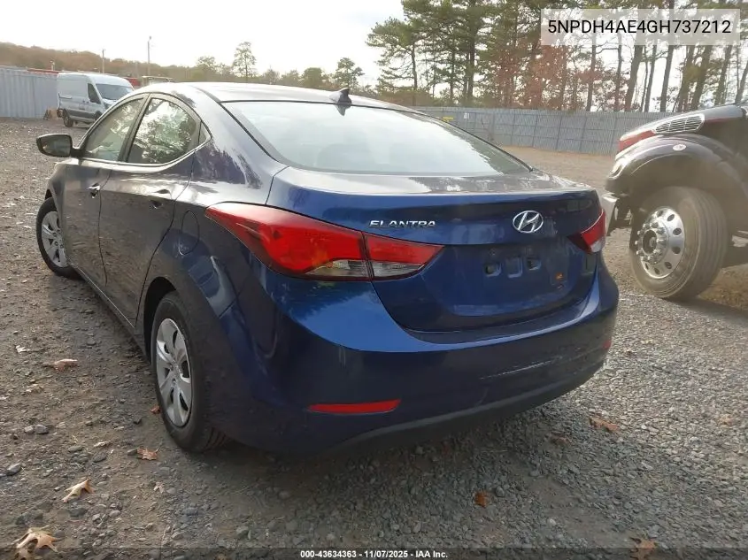 5NPDH4AE4GH737212 2016 Hyundai Elantra Se