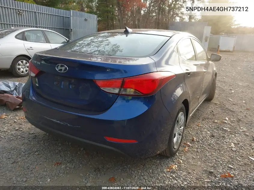 5NPDH4AE4GH737212 2016 Hyundai Elantra Se