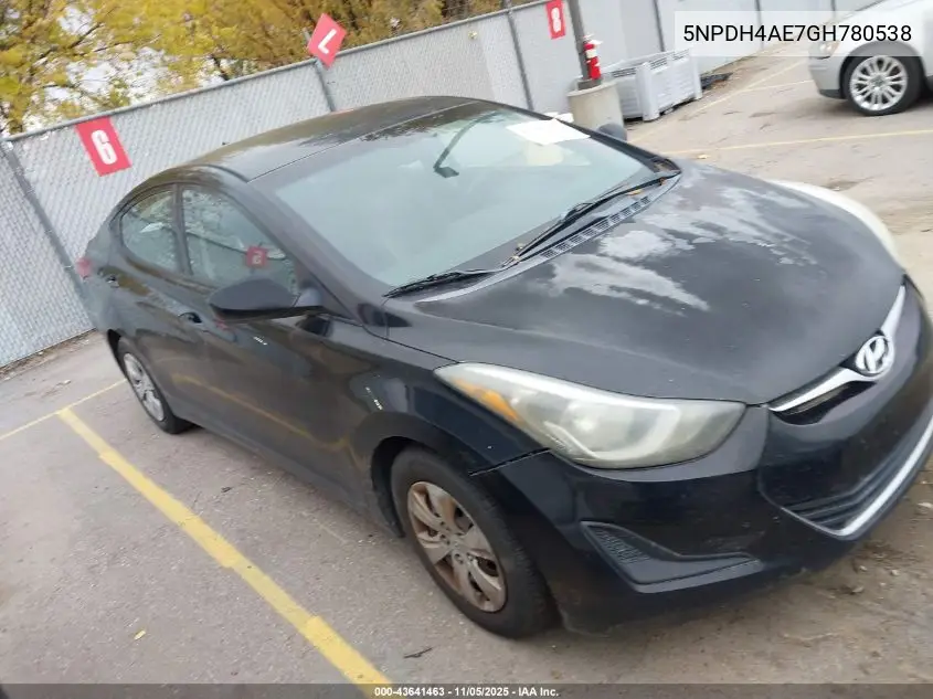 5NPDH4AE7GH780538 2016 Hyundai Elantra Se