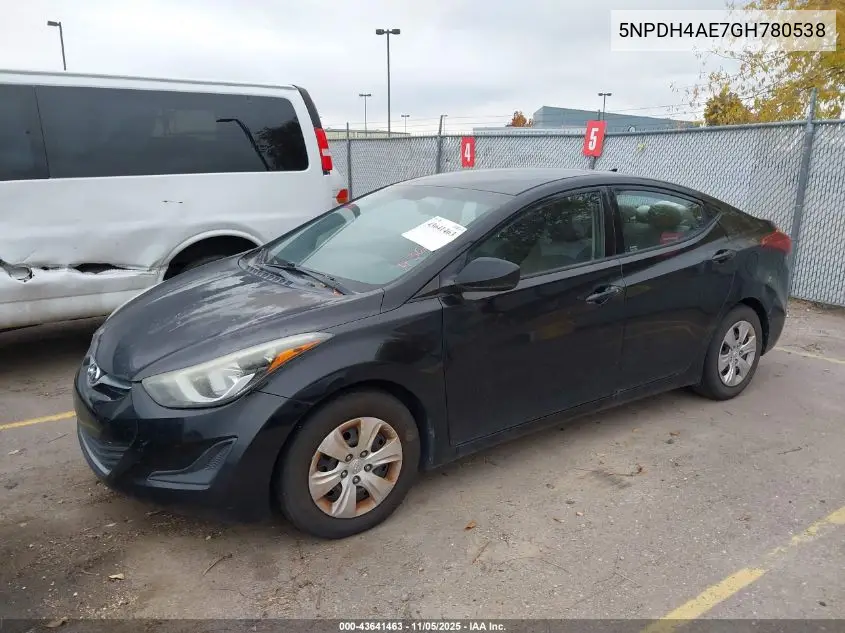 5NPDH4AE7GH780538 2016 Hyundai Elantra Se