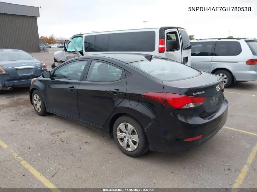 5NPDH4AE7GH780538 2016 Hyundai Elantra Se