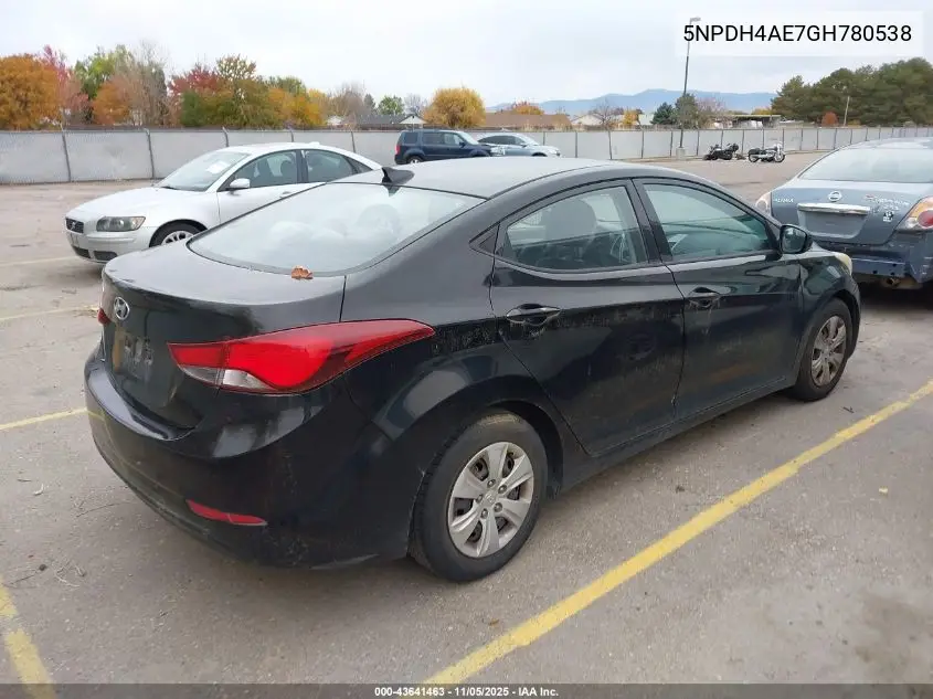 5NPDH4AE7GH780538 2016 Hyundai Elantra Se