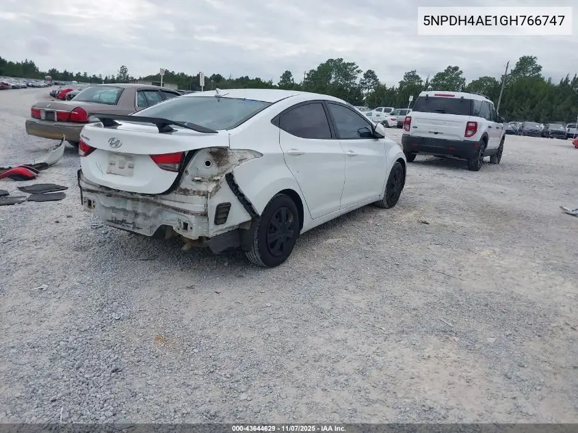 5NPDH4AE1GH766747 2016 Hyundai Elantra Se