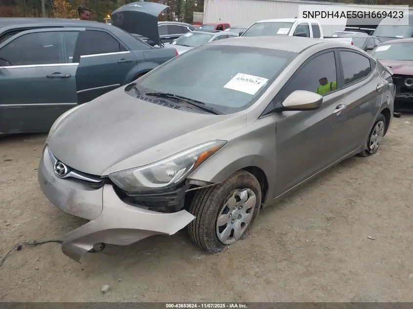 5NPDH4AE5GH669423 2016 Hyundai Elantra Se