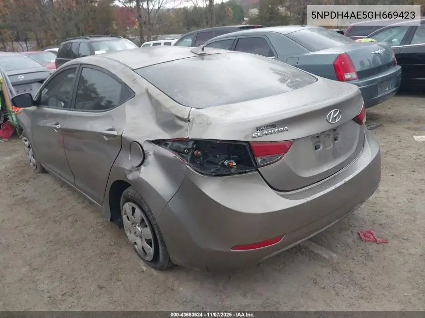 5NPDH4AE5GH669423 2016 Hyundai Elantra Se