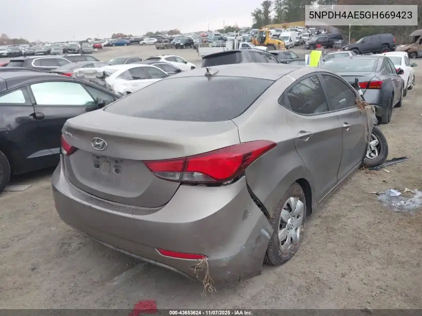 5NPDH4AE5GH669423 2016 Hyundai Elantra Se