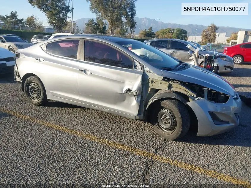 5NPDH4AE1GH750077 2016 Hyundai Elantra Se