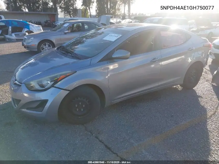 5NPDH4AE1GH750077 2016 Hyundai Elantra Se