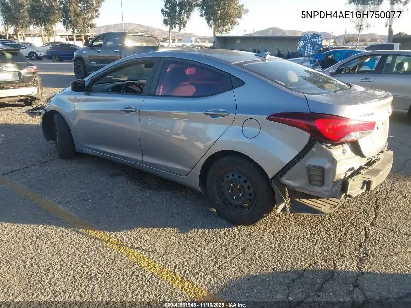 5NPDH4AE1GH750077 2016 Hyundai Elantra Se