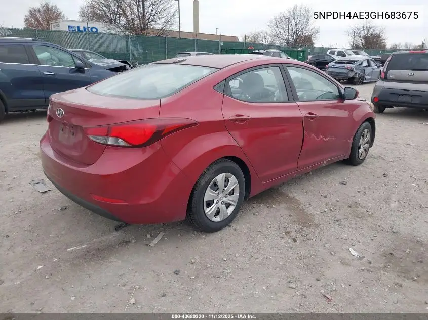 5NPDH4AE3GH683675 2016 Hyundai Elantra Se