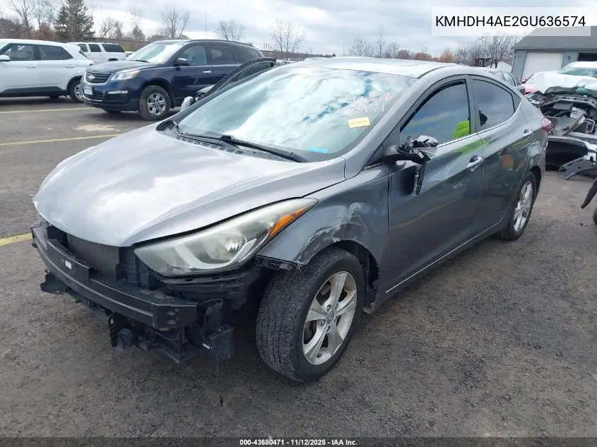 KMHDH4AE2GU636574 2016 Hyundai Elantra Value Edition