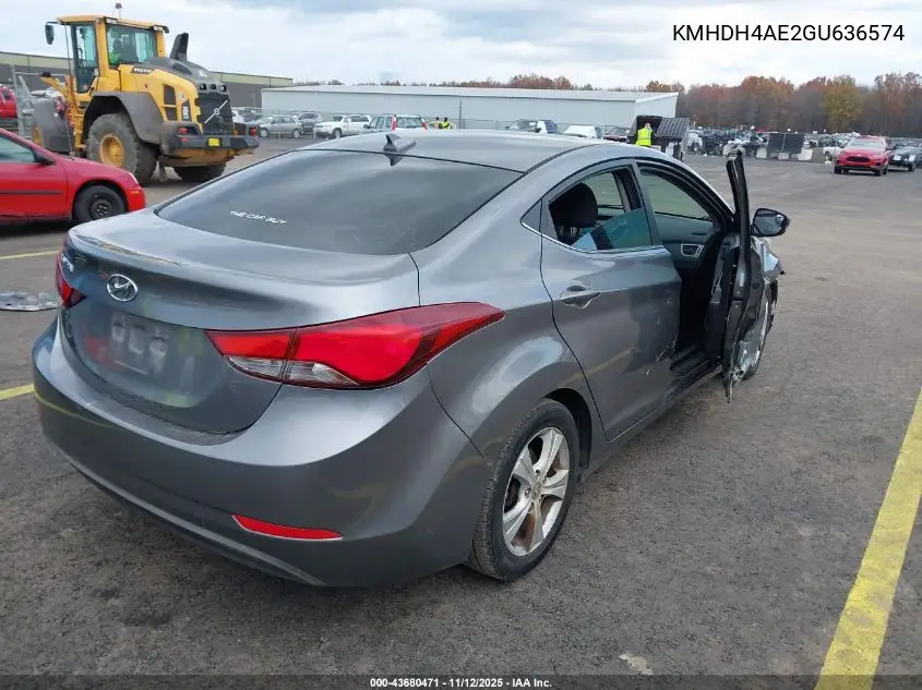 KMHDH4AE2GU636574 2016 Hyundai Elantra Value Edition