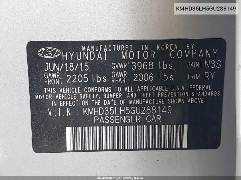 KMHD35LH5GU288149 2016 Hyundai Elantra Gt