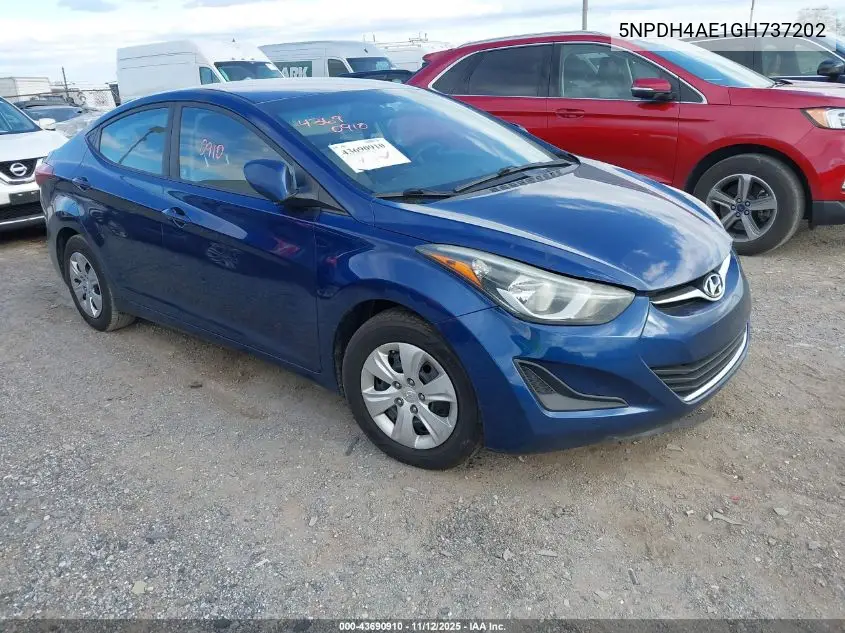 5NPDH4AE1GH737202 2016 Hyundai Elantra Se