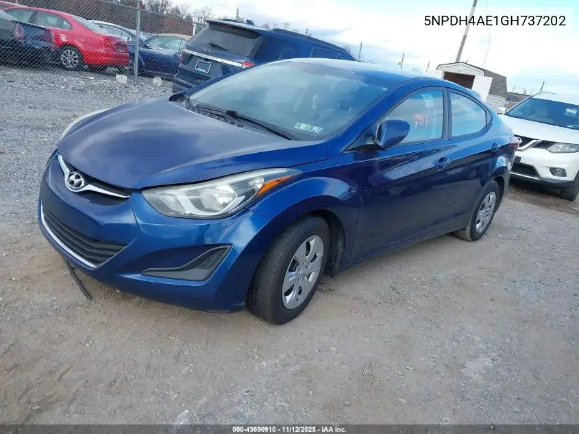 5NPDH4AE1GH737202 2016 Hyundai Elantra Se