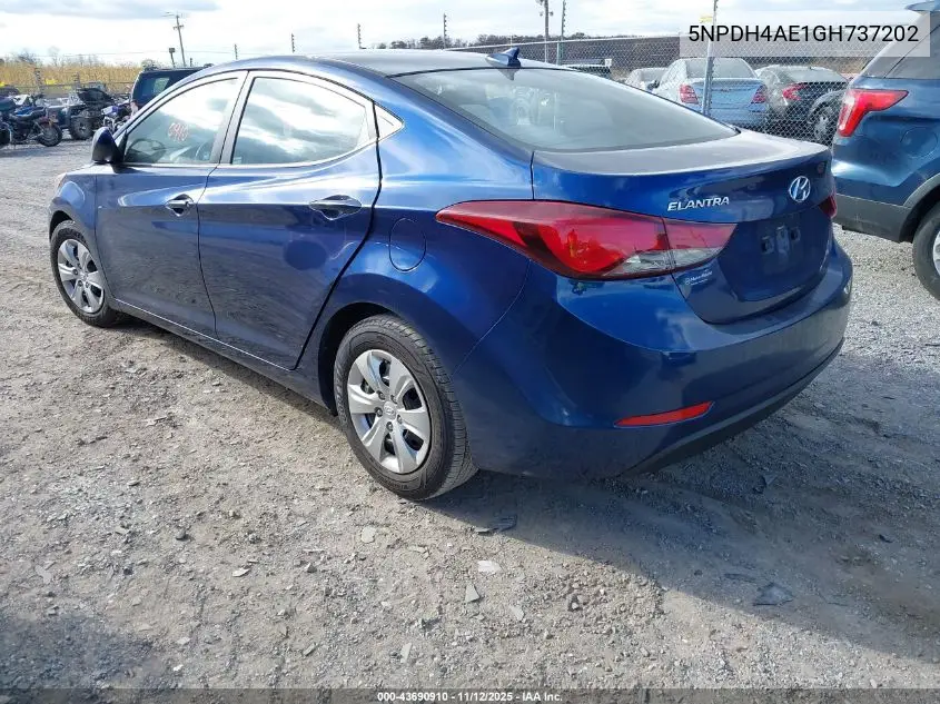 5NPDH4AE1GH737202 2016 Hyundai Elantra Se