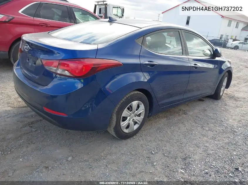 5NPDH4AE1GH737202 2016 Hyundai Elantra Se