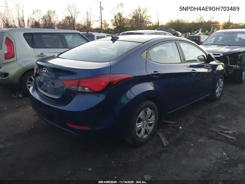 5NPDH4AE9GH703489 2016 Hyundai Elantra Se
